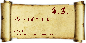 Ház Bálint névjegykártya